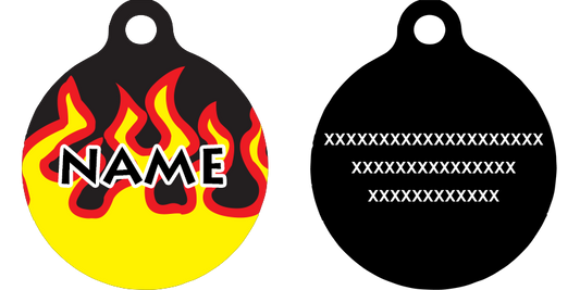 Red Flames HD Dog ID Tag