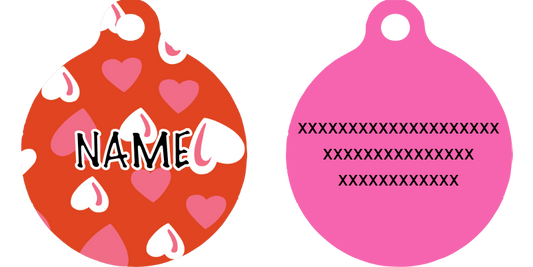 Red Hearts HD Dog ID Tag