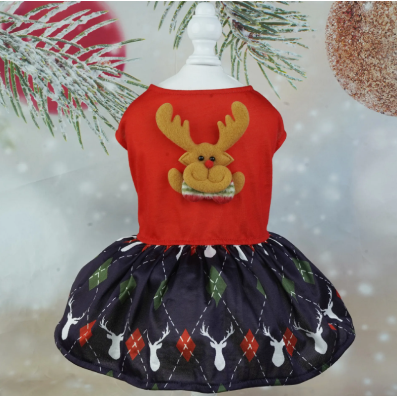 Reindeer Holiday Dog Dress