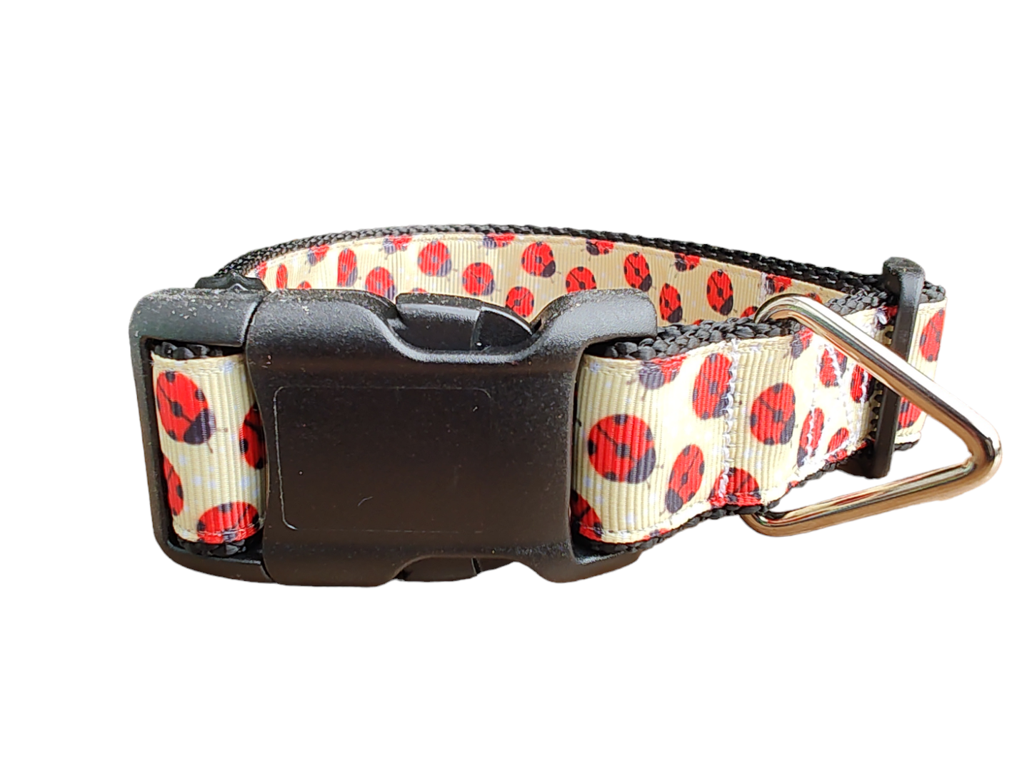 Dog Collar Ladybug Yellow Black Nylon Adjustable ๐