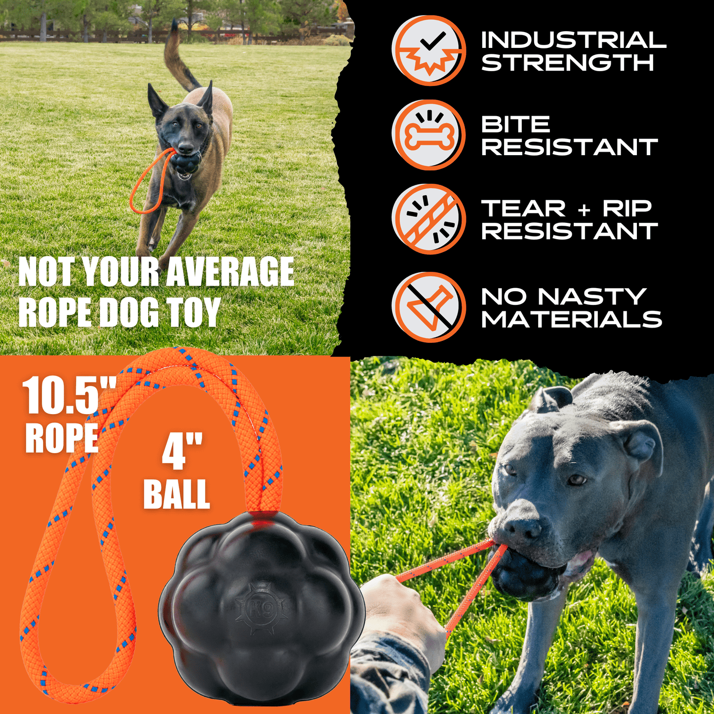 Monster K9 Rumble Rope Ball Dog Toy ๐พ