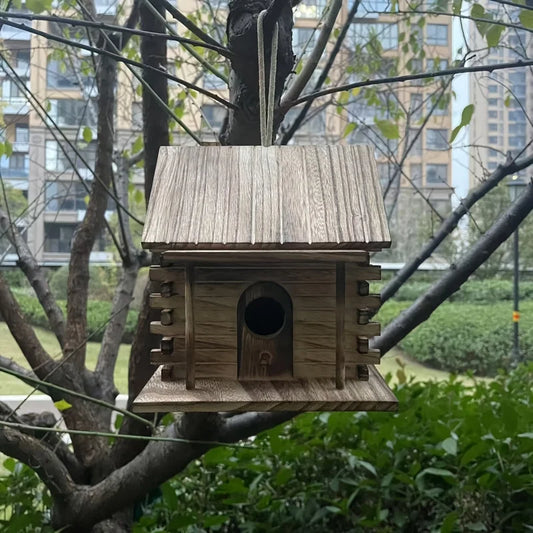 DecorBites™ Rustic Wooden Birdhouse for Hummingbirds & Small Birds