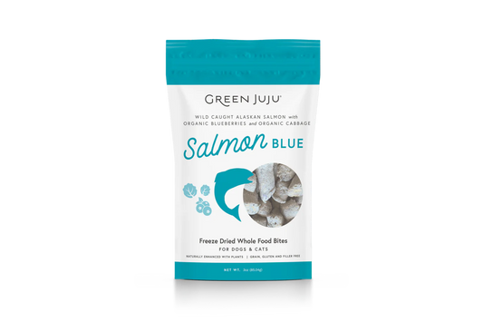 Green Juju Freeze Dried Salmon Blue Whole Food Bites (3OZ) - Freeze Dried Treats - The Family Pet
