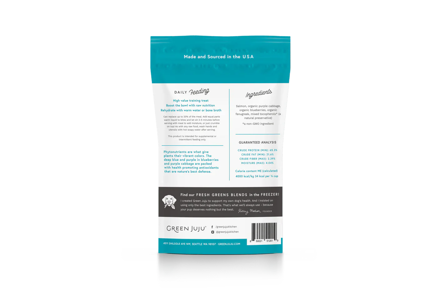 Green Juju Freeze Dried Salmon Blue Whole Food Bites (3OZ) - Freeze Dried Treats - The Family Pet