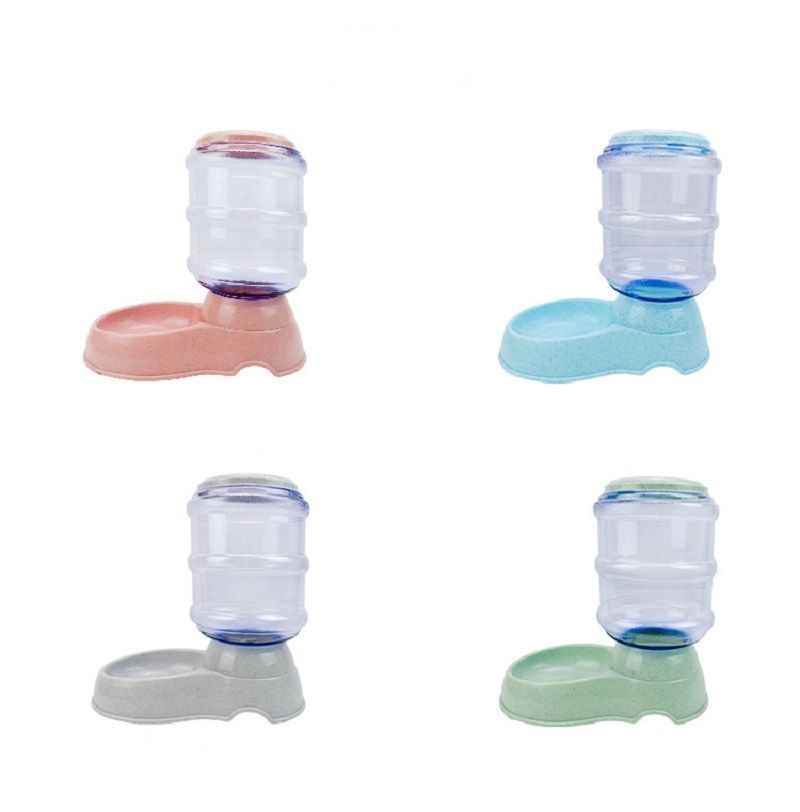 Purrfect Pet Kingdom self-dispensing pet waterer in pink blue gray and green colors for automated pet hydration