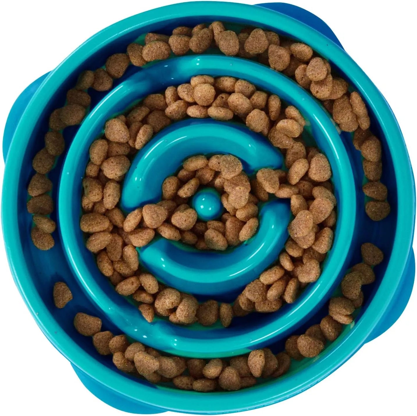 Turquoise Slow Feeder Bowl for dogs by Purrfect Pet Kingdom®, available in Regular/Mini and Large/Regular sizes.