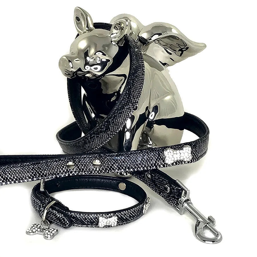 Faux Snake Skin Bone Pet Collar