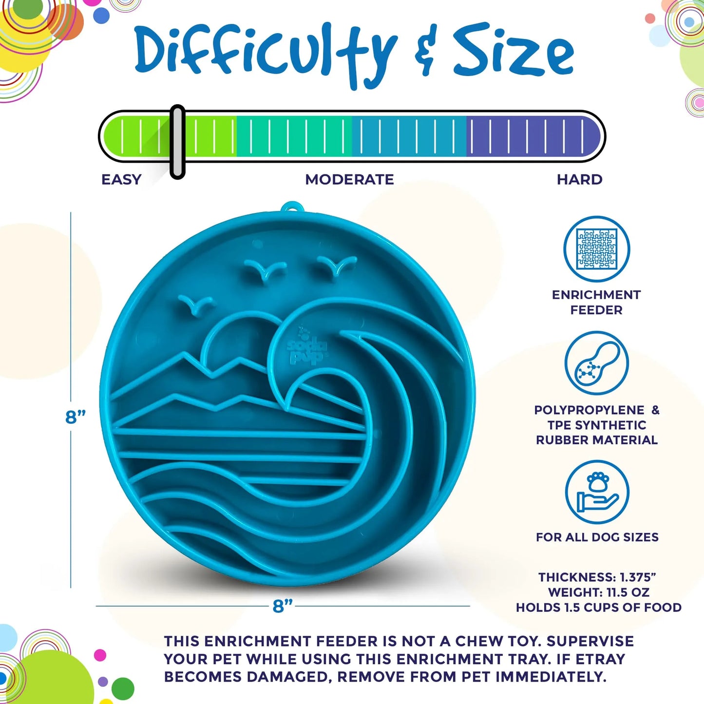 SodaPup/True Dogs, LLC - Baja Design eTray - Shallow Slow Feeder Dog Bowl for - Dog Bowls & Feeders