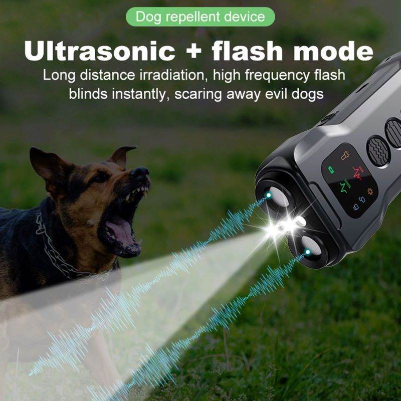 Purrfect Pet Kingdom ultrasonic stop dog barking tool with flash mode scaring away barking dog