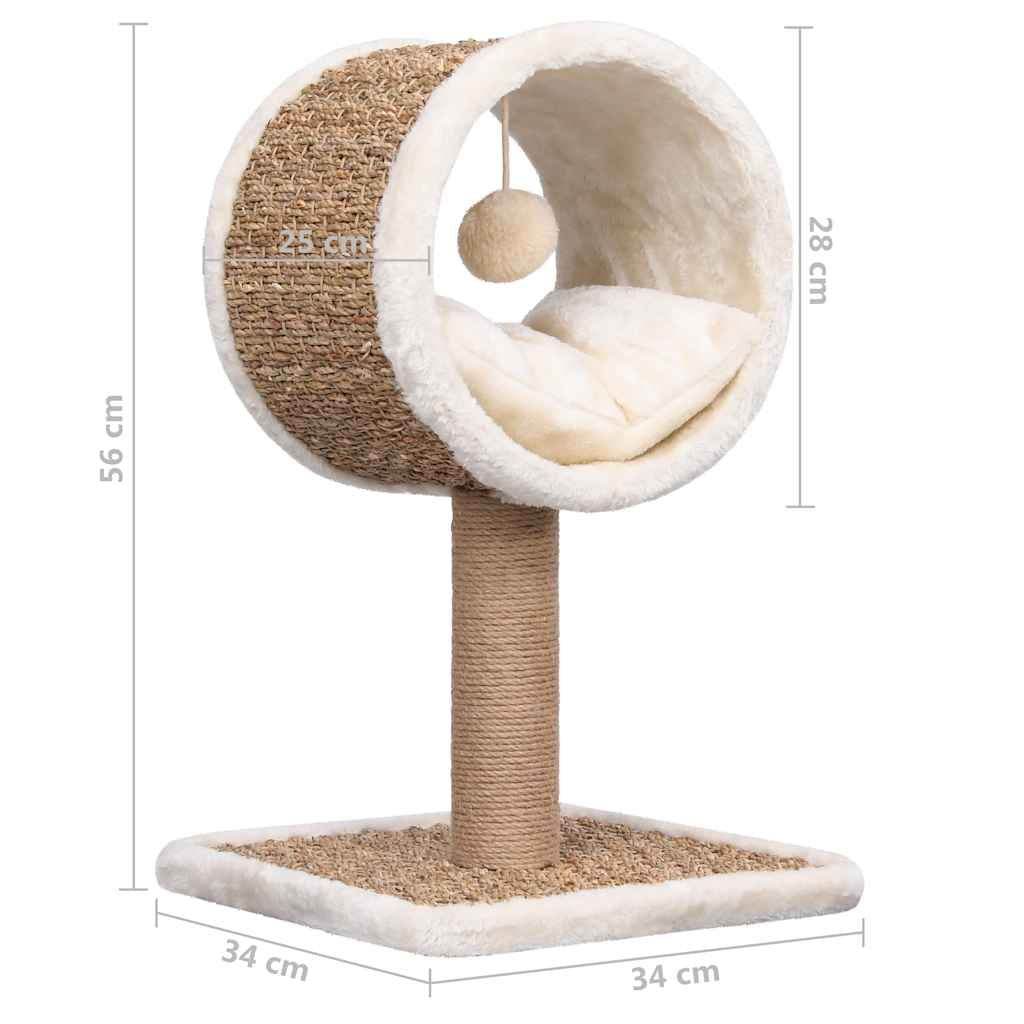 Purrfect Pet Kingdom stylish cat tree with scratching post featuring plush circular bed and sisal-wrapped post