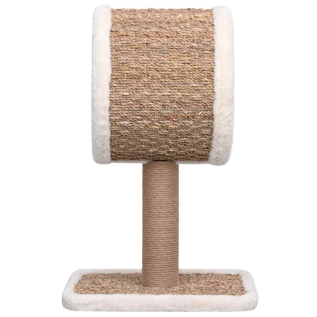 Purrfect Pet Kingdom stylish cat tree with scratching post featuring a cozy cylindrical perch and soft white trim