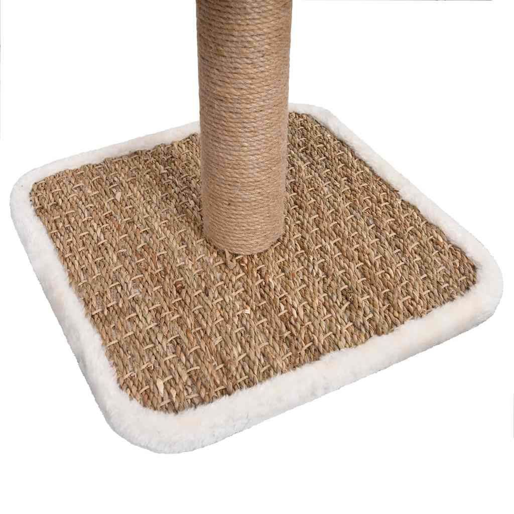 Purrfect Pet Kingdom stylish cat tree with scratching post featuring woven base and sisal-covered pole