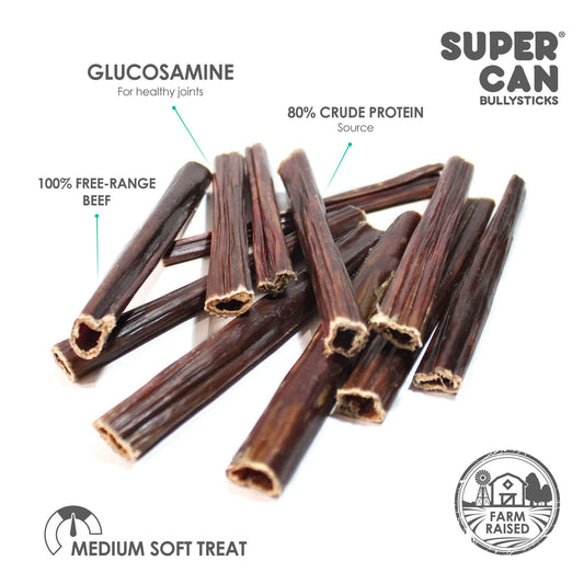Purrfect Pet Kingdom dog bully sticks made from 100 percent free-range beef for healthy joints