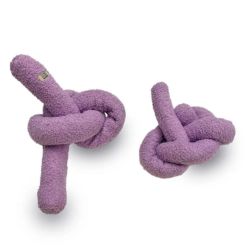 Super Knott dog toy by Come Here Buddy in lilac, grey, and sage colors, perfect for playful pups.