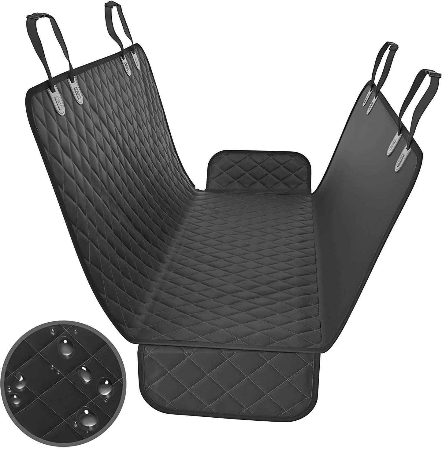 Purrfect Pet Kingdom black SUV dog cargo protector mat with quilted waterproof design and adjustable straps
