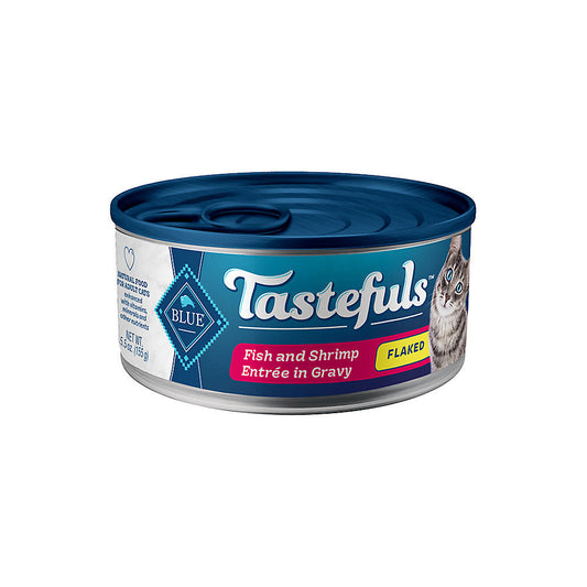 Blue Buffalo Tastefuls Adult Flaked Fish and Shrimp Entree Wet Cat Cans (5.5oz) - Wet Cat Food - The Family Pet