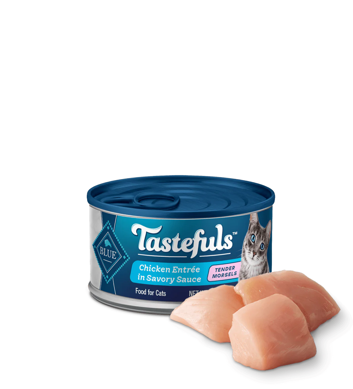 Blue Buffalo Tastefuls Adult Morsels Chicken Entree Wet Cat Cans - Blue Buffalo Wet Cat Food - The Family Pet