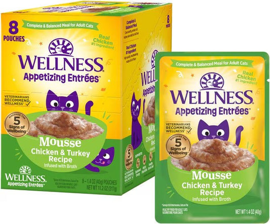 Wellness Appetizing Entrees Chicken & Turkey Mousse Cat (1.4oz) - Wellness Wet Cat Food - The Family Pet