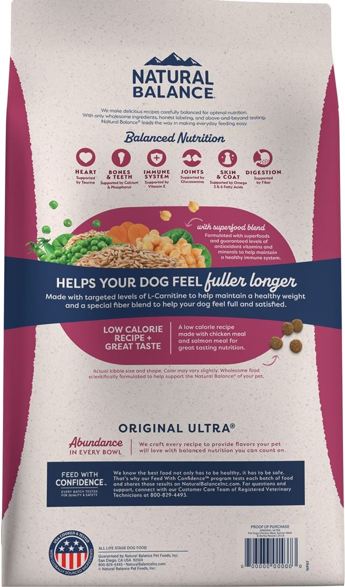 Dog Food Dry Weight Management Chicken Salmon 4lb Natural Balance ๐