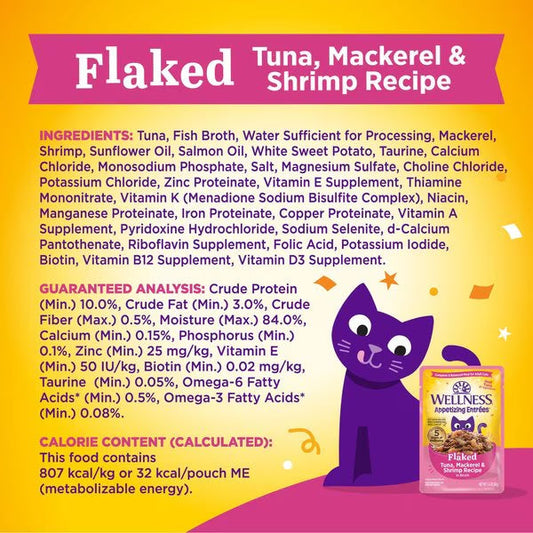 Wellness Appetizing Entrees Flaked Tuna, Mackerel & Shrimp Cat (1.4oz)