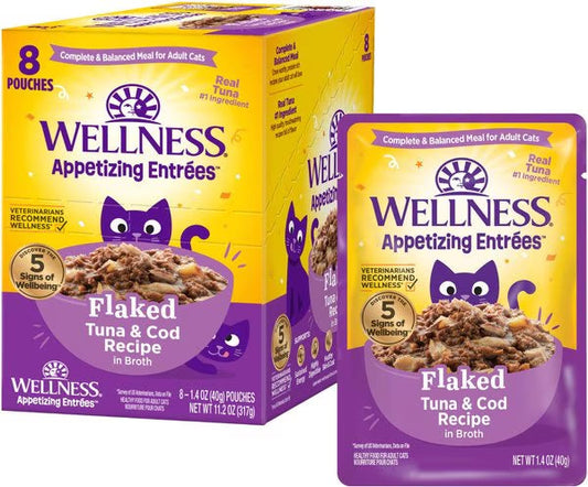 Wellness Appetizing Entrees Flaked Tuna & Cod Cat (1.4oz) - Wellness Wet Cat Food - The Family Pet