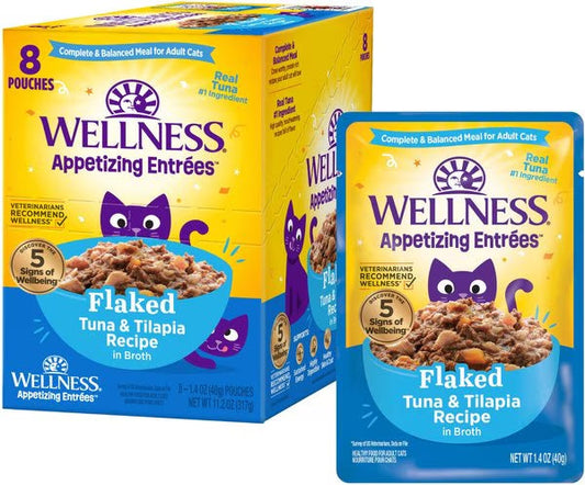 Wellness Appetizing Entrees Flaked Tuna & Tilapia Cat (1.4oz) - Wet Cat Food - The Family Pet