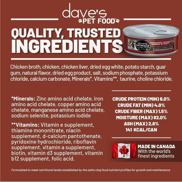Daves Cat Naturally Healthy Grain Free Chicken In Gravy (13.2oz) - Dave's Naturally Wet Cat Food - The Family Pet