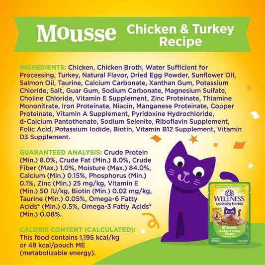 Wellness Appetizing Entrees Chicken & Turkey Mousse Cat (1.4oz)