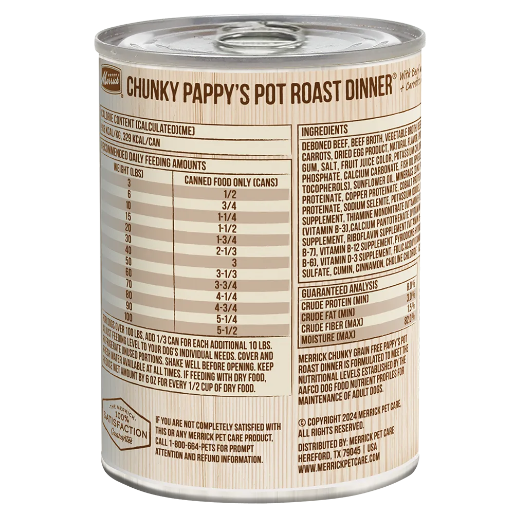 The Family Pet - Merrick Chunky Grain Free Pappy's Pot Roast Wet Dog Food (12.7oz) - Wet Dog Food
