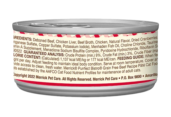 The Family Pet - Merrick Purrfect Bistro Grain Free Adult Beef Pate Cat Food - Wet Cat Food