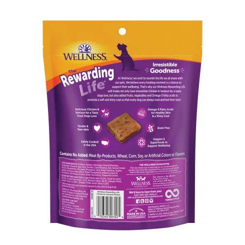 The Family Pet - Wellness All Life Stages Rewarding Life Chicken and Venison Soft Dog Treats (6oz) - Soft Dog Treats