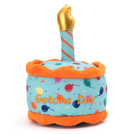 Durable dog toy "Worthy Dog Gotcha Day" by The Family Pet in vibrant colors, perfect for your furry friend's playtime.