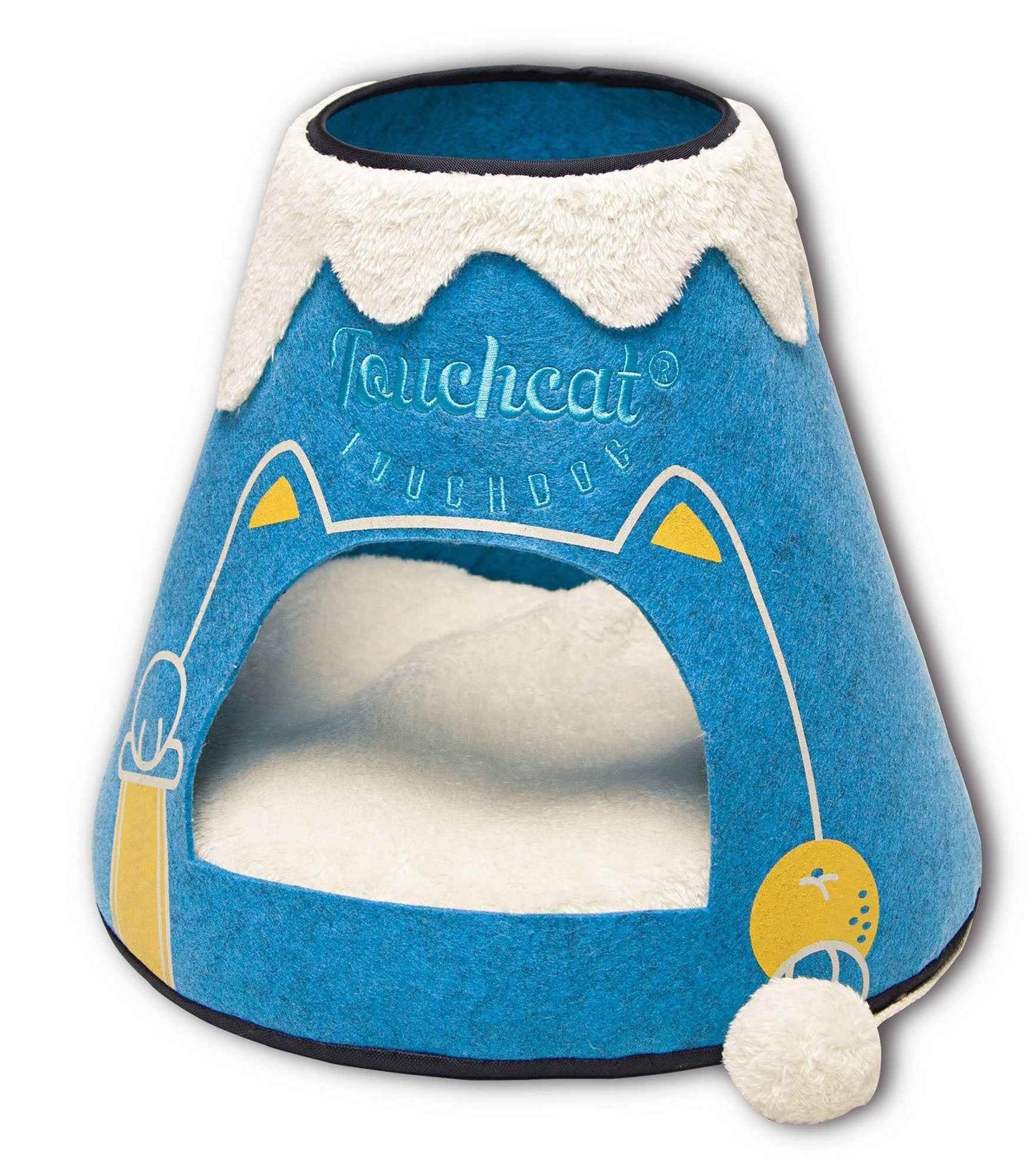 Purrfect Pet Kingdom Touchcat Lava Cat Bed Cozy Volcano Blue White Purrfect Pet Kingdom