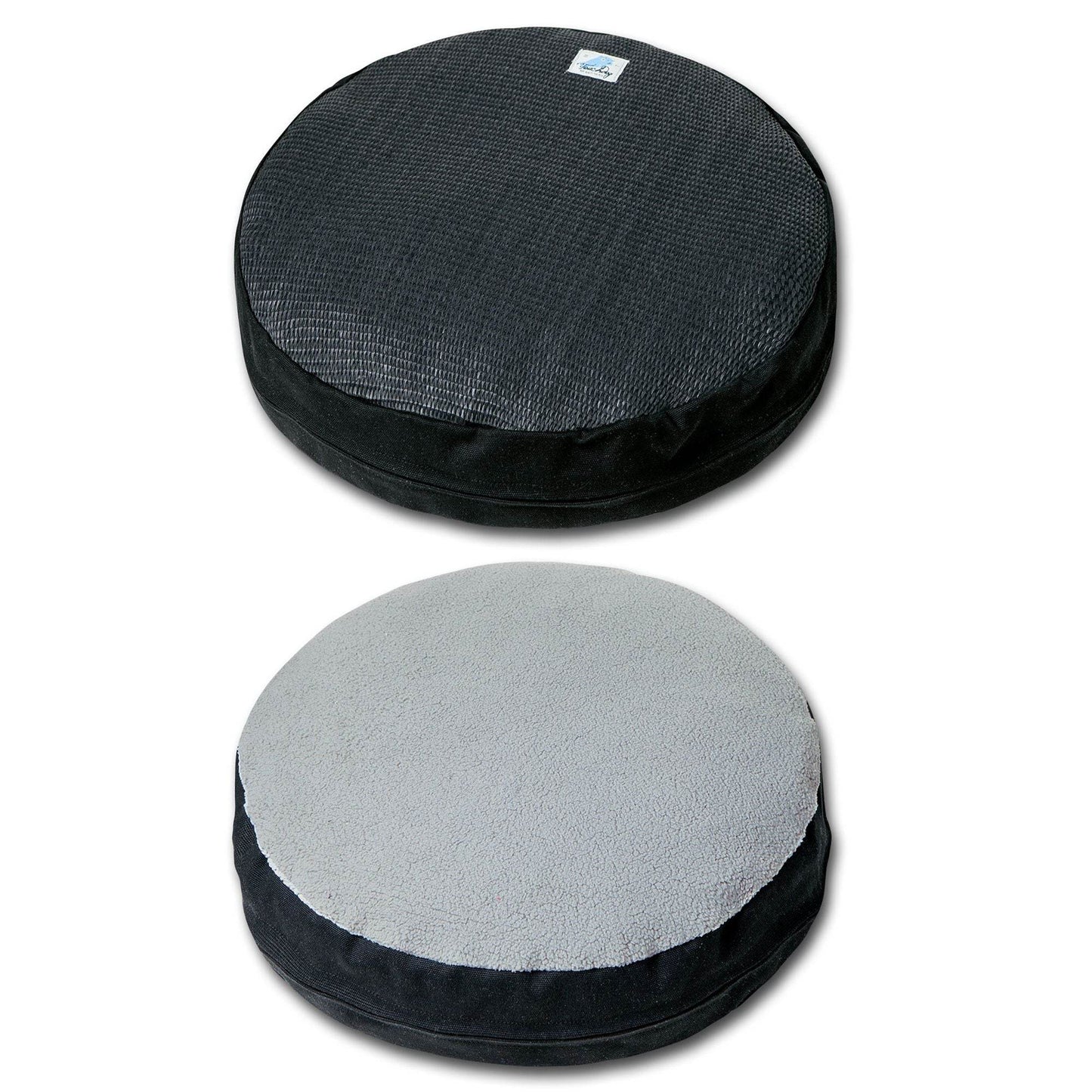 Purrfect Pet Kingdom cat scratcher and bed combo with reversible black textured and gray plush sides