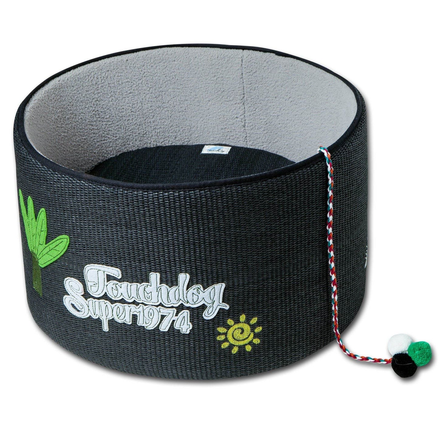 Purrfect Pet Kingdom cat scratcher and bed combo with soft interior and playful toy balls attached