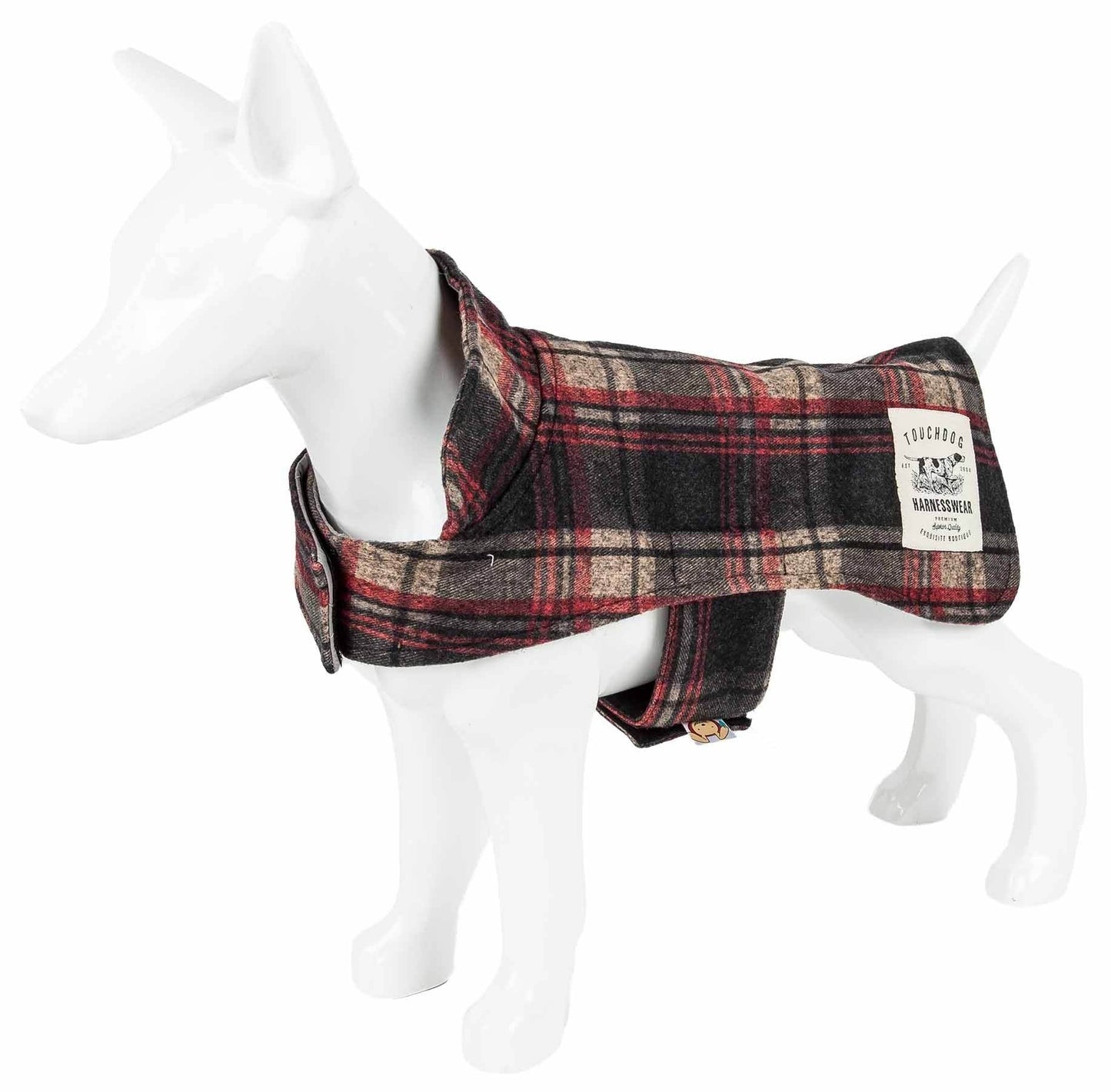 Purrfect Pet Kingdom dog travel mat and jacket combo in red and black plaid pattern for pets