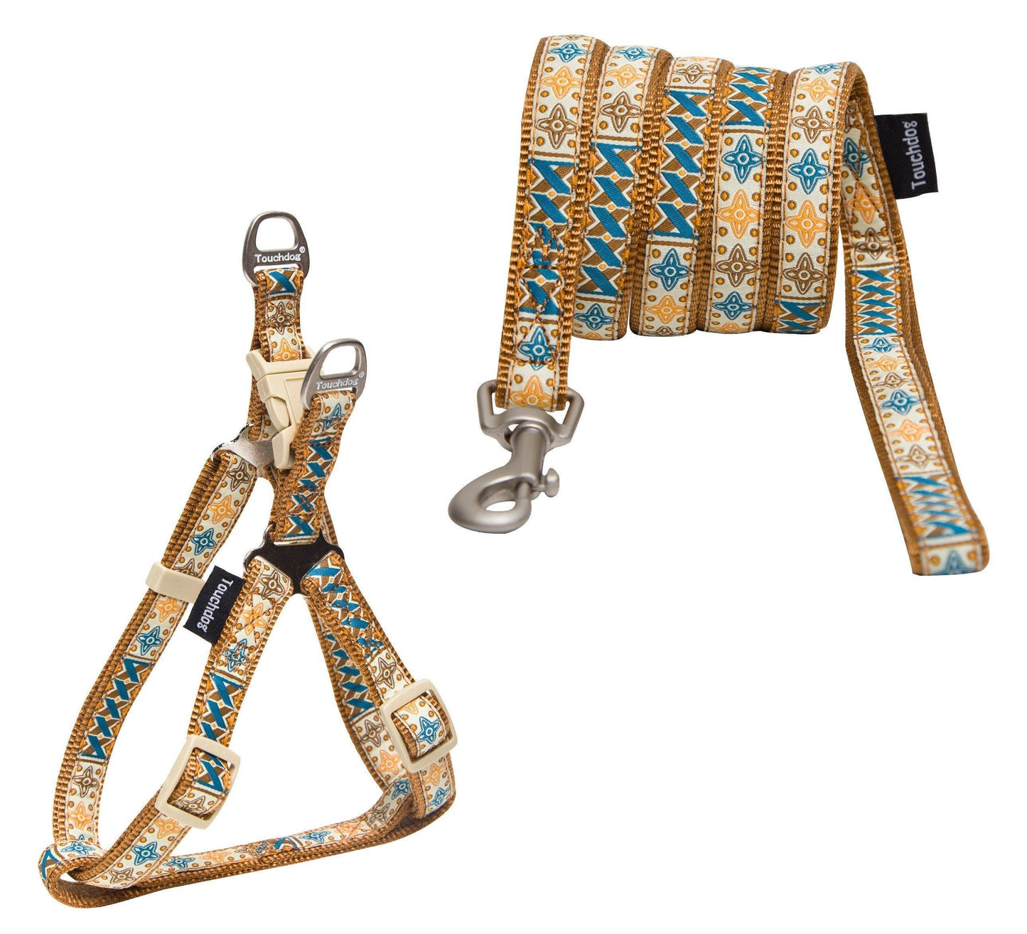 Touchdog ® 'Caliber' Embroidered Designer Fashion Pet Dog Leash and Harness Combination