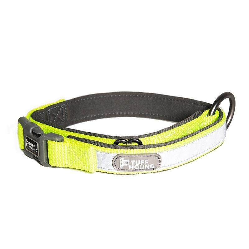 Adjustable no-pull harness with stylish reflective pet collar in bright yellow by Purrfect Pet Kingdom