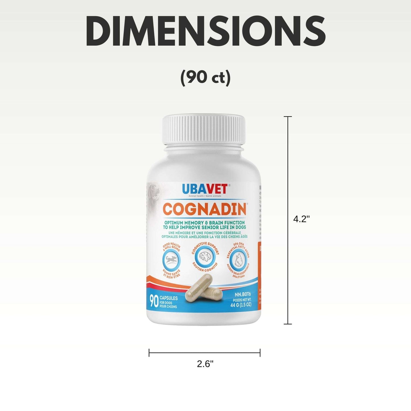 UBAVET Cognadin Pet Vitamins for Enhanced Memory and Brain Function in 90 Capsules