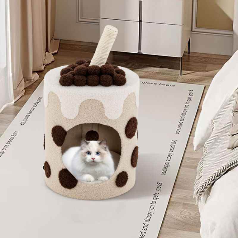 Purrfect Pet Kingdom Unique Cat Tree with Cozy Hideaway Coffee Purrfect Pet Kingdom
