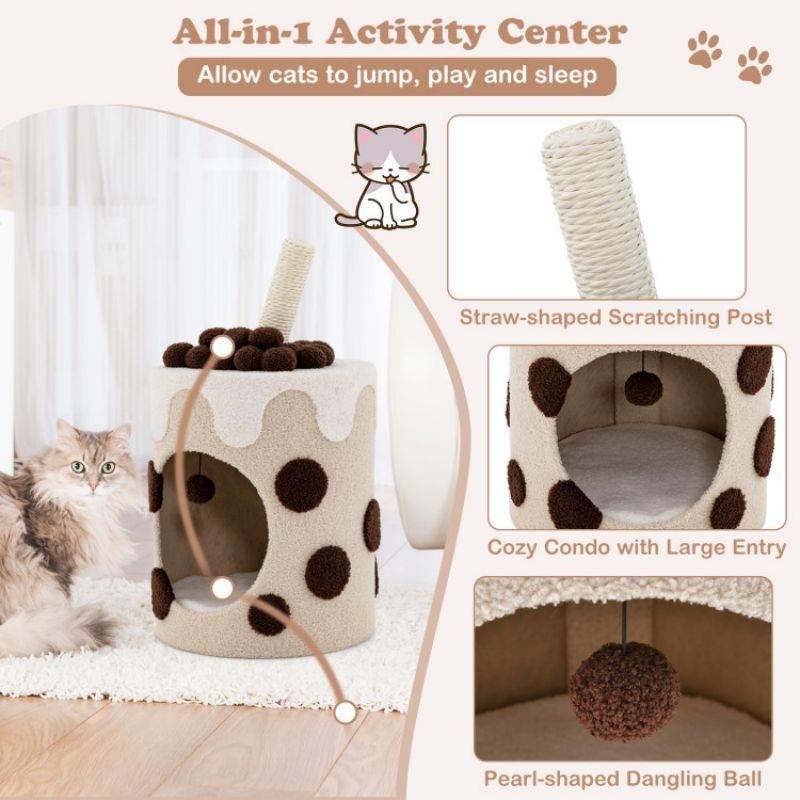 Purrfect Pet Kingdom Unique Cat Tree with Cozy Hideaway Purrfect Pet Kingdom