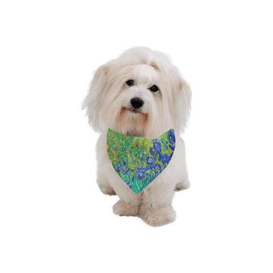 Pet Apparel Van Gogh Irises Double-Sided Bandana for Comfort - detail product image for pet apparel