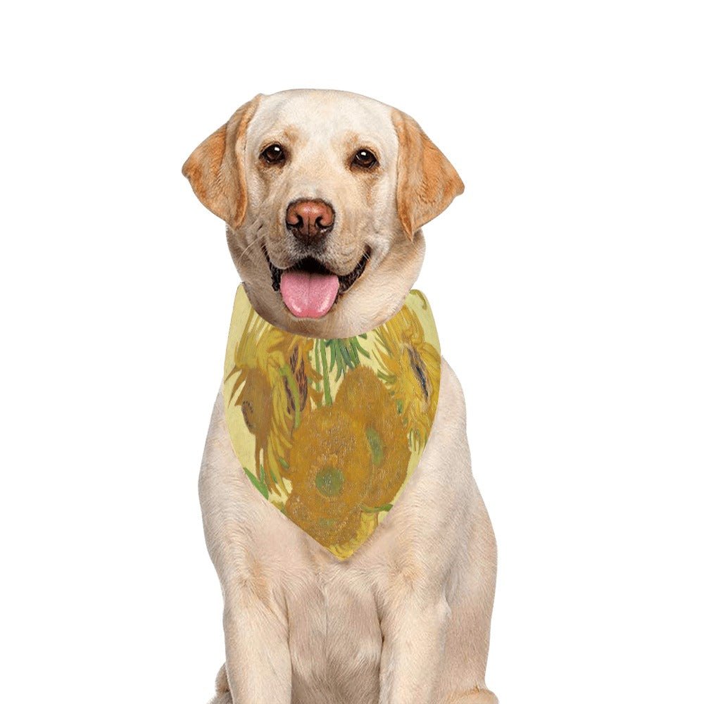 Pet Apparel Van Gogh Sunflowers Double-Sided Bandana Essenti - close up product image for pet apparel
