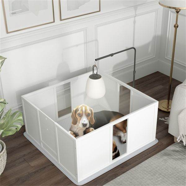 Purrfect Pet Kingdom Indoor Dog House with Playpen as picture Purrfect Pet Kingdom