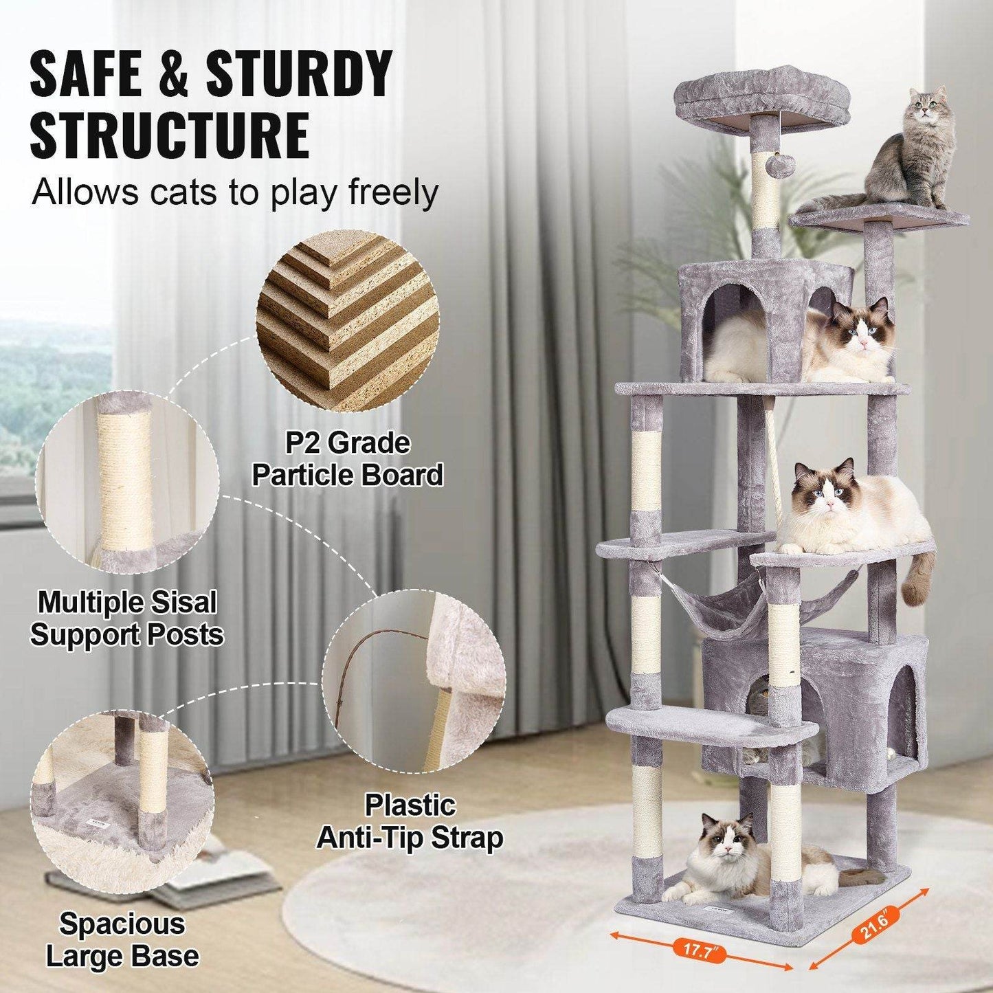 Purrfect Pet Kingdom Multi-Level Cat Tree Tower with Plush Beds Purrfect Pet Kingdom