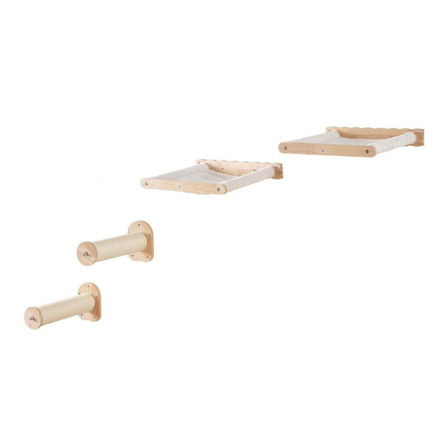 Purrfect Pet Kingdom stylish cat shelves for small spaces with natural wood elevated perches and sisal scratching posts