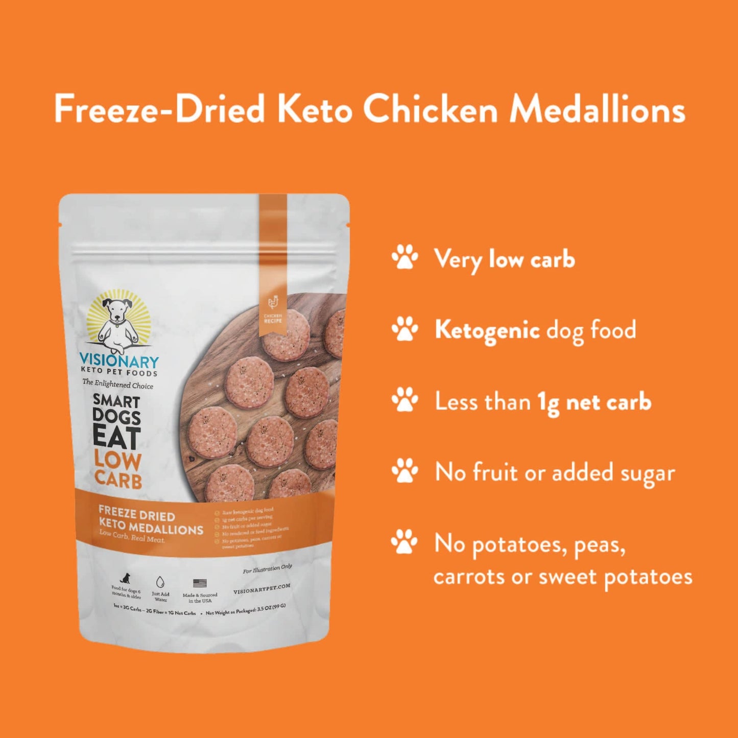 Freeze Dried Food| - Chicken Recipe | 25oz Bag - Dog Food - Visionary Pet Foods