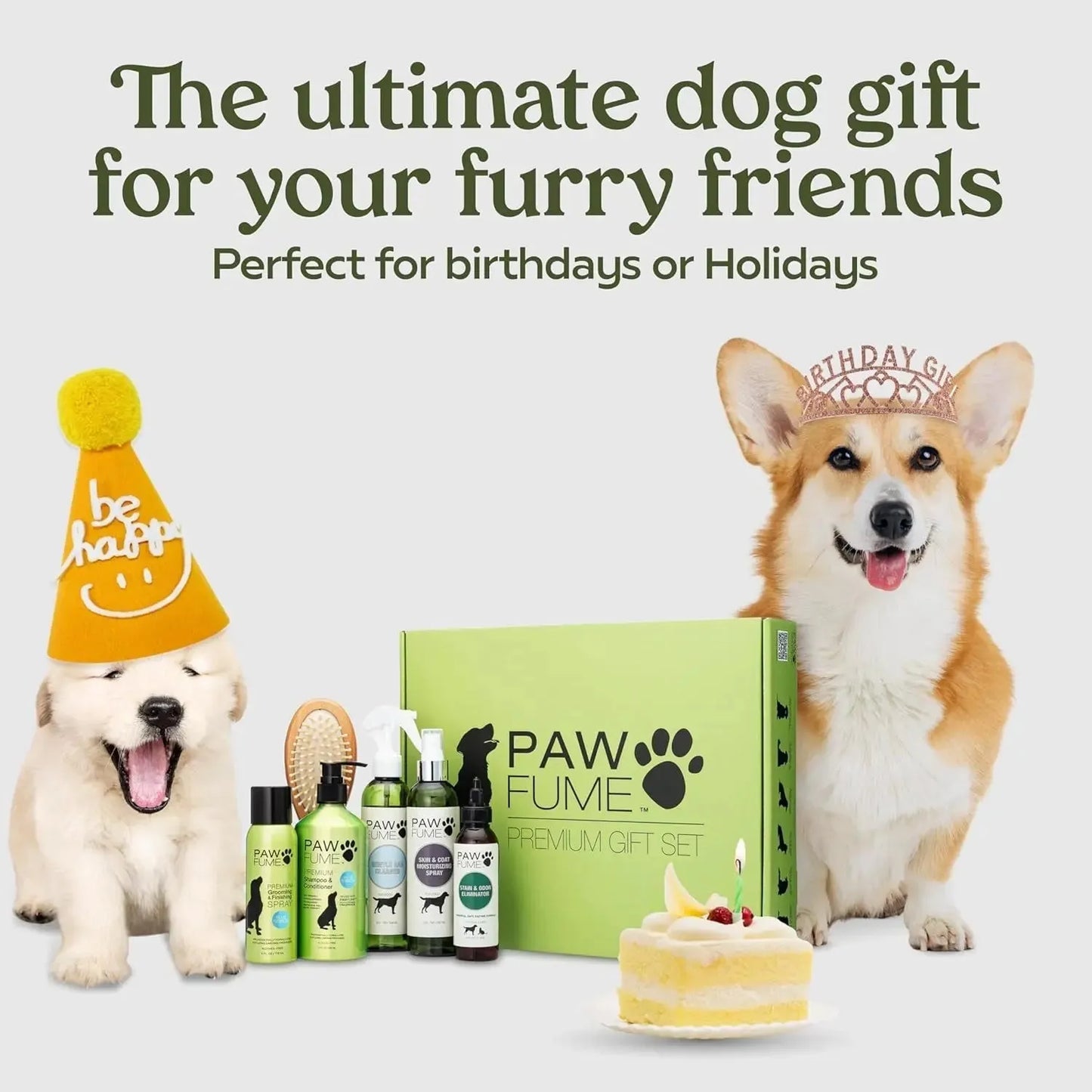 Wags & Whiskers Pet Supply - Pawfume Dog Spa Gift Basket 6-Piece Probiotic Deodorizer & Grooming Set