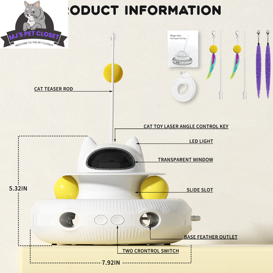 Unleash the Fun with 4-in-1 Interactive Cat Toys! 🐾🚀 Rechargeable Laser, 360° Rotation, and Exciting Track Balls for Endless Indoor Playtime! 🌟✨