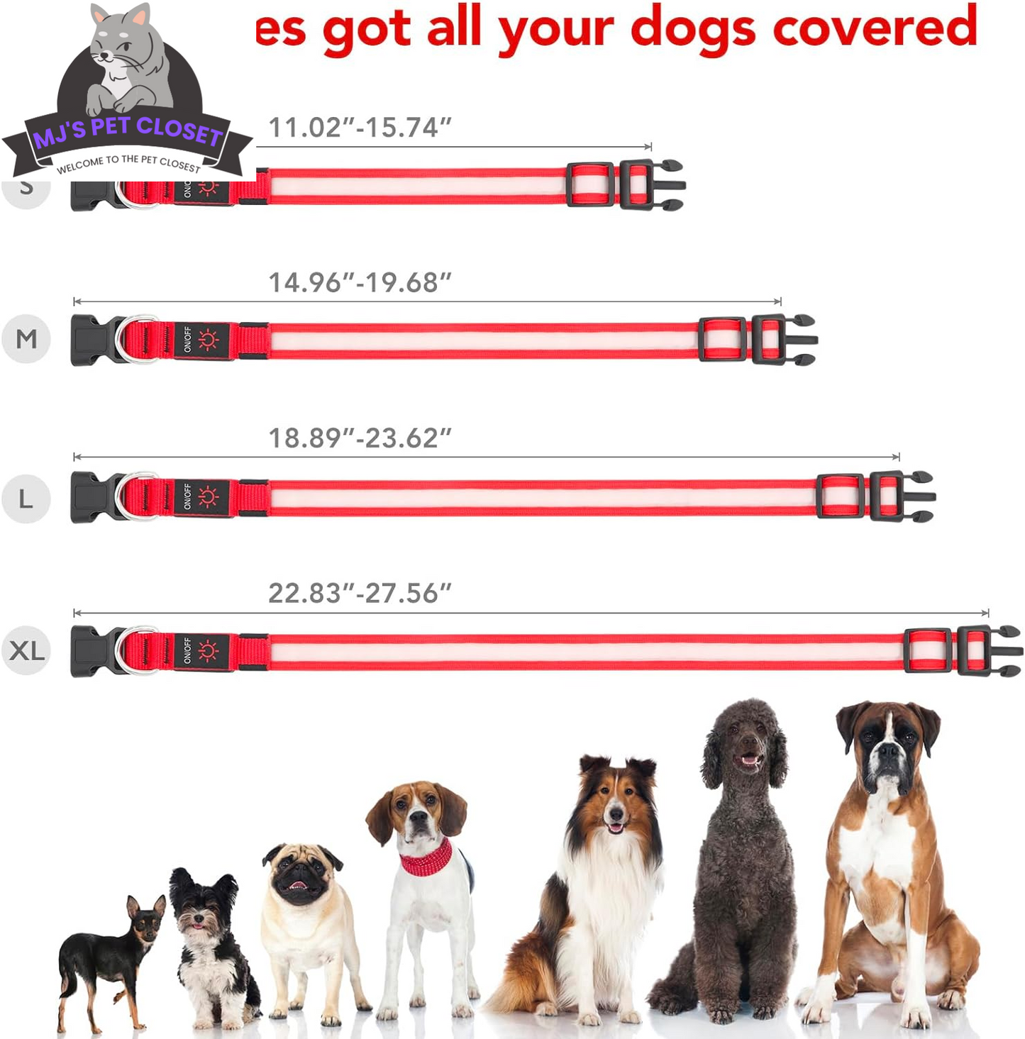 LED Dog Collar Rechargeable USB